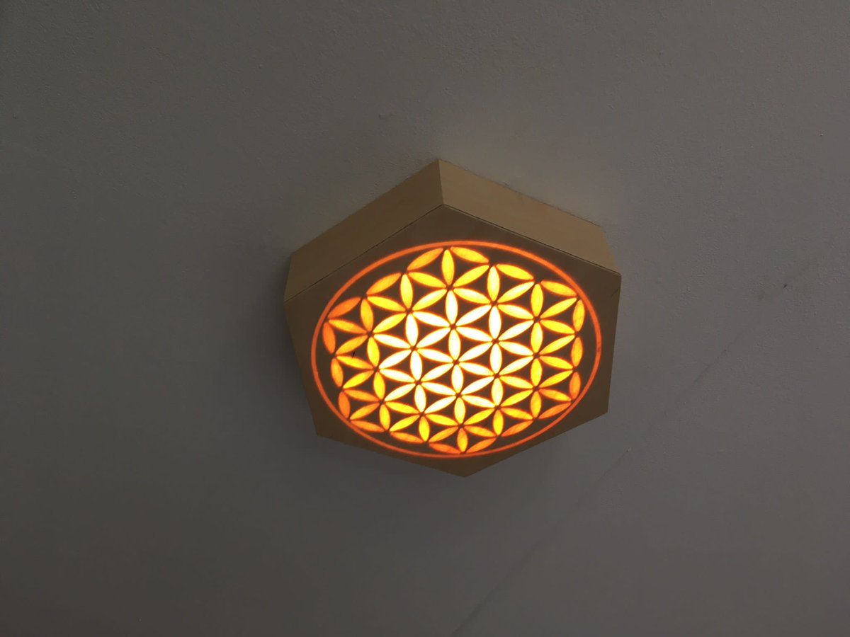 Hexagonale wandlamp met flower-of-life patroon